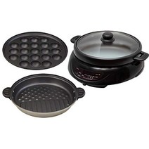 도쿄 Deco 전기 그릴 냄비 3장 플레이트 심형 깊이 7.5cm 탈착식 유리 뚜껑 1300W [3~4인용 3장 프레와] 플레이트 오뎅 냄비 타코야키 야키니쿠 전기 불소 i001