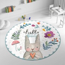[해외직구] 북유럽 토끼 원형러그 카페트 거실러그