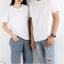 급 원단 코튼 라운드 무지 반팔티셔츠 흰티 뚜꺼운 20수면티 커플티 남자