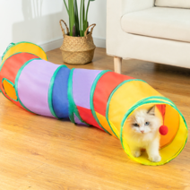 고양이터널 고양이 놀이터 접이식 색상 흥미 유발 캣, 무지개 T자형 약 80cm M-중간