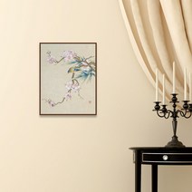 전통 민화 그림액자 신사임당 화조도 5, 베이지, 매화 대나무 새