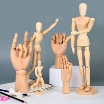원목 나무 목각 구체 관절 인형 뎃생, 나무사람-소16cm