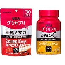 [세트 구매] UHA 구미사뿌리 아연 마카 콜라 맛 스탠드 파우치 60 마리 30 일분 비타민 C 레몬 병, 항공편(발송 후 약 14 일 도착)