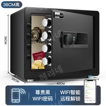 [별 추천] Ones safe home 소형 WIFI 암호 사무실 금고 도난 방지 지문 미니 알람 2023 새로운 안전 금고 25/30cm 침대 옆 올스틸 어린이, 36-검정색지문+비밀번호WIFI(휴대폰알람)