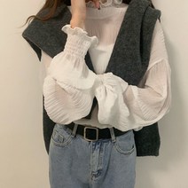 프릴 블라우스 쉬폰 오피스룩 여자 슬림핏 봄 하늘비즈 A25 D772N840