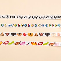 [클릭해바] 눈 코 입 롤 스티커 얼굴 모양 어린이 놀이 발달 만들기 재료 유치원 꾸미기 돌봄 방과후 교재 붙이기 엄마표 유아 학교 집중력 키우기 활동 DIY, 눈코입스티커(컬러코)+스티커