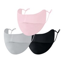 시원한 여름 등산 통풍 햇빛 가리개 마스크 3종세트, 핑크+그레이+블랙