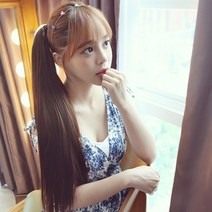 가발스토리 끈달비/포니테일 실키웨이 60cm, 오렌지투톤갈색(모델착용)