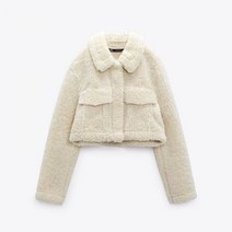 ZARA 자라 스타일 페이크 시어링 크롭 오버셔츠