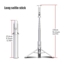 셀카봉 스마트폰 삼각대 짐벌 1인방송 라이브 방송 장비 셀카 BFOLLOW 130cm 51inch 4.25ft 긴 셀카 스틱 3 in 1 삼각대 블루투스 원격 휴대 전화, 하얀