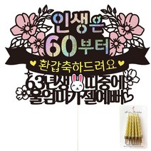 비비드레인 엄마 환갑 케이크토퍼 + 생일초, 102-인생띠(환갑)울엄마+생일초