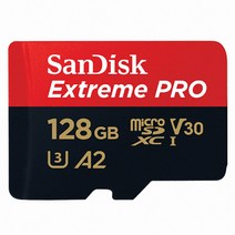 샌디스크 MicroSDXC Extreme Pro CLASS10 UHS-I U3 V30 A2 1133X 64GB 메모리카드, 128GB