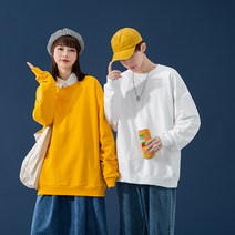 가을 긴팔 패션 라운드 맨투맨 남여공용 캐주얼 루즈핏 순색 코튼 커플 코트