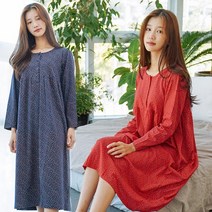 서울양품점[EM2111] 프릴 별꽃 긴팔 면원피스-6색상