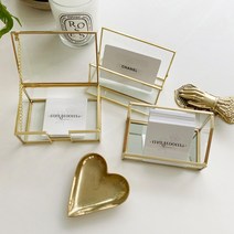 골드 황동 명함 꽂이 홀더 3type 쿠폰 스티커 보관함 카페 디스플레이 받침대 정리, B타입(바닥거울), 1개