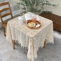 빈티지 크로쉐 사각 니트 뜨개 식탁보, 가로 100 X 세로 100 cm