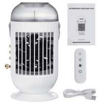 캠핑용에어컨 이동식에어컨 무시동에어컨 휴대용 에어 컨디셔닝 팬 USB 쿨러 스프레이 가습기 3 색 물 냉각 에어컨 홈 오피스, White remote control