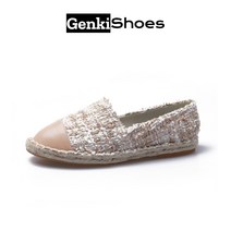 GENKISHOES 핑크 모직물 에스파듀 슬립온 큰 사이즈의 여성화 35-43