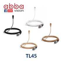 TL45 SHURE 초소형 무지향성 마이크 1.1mm 케이블 LEMO, 블랙