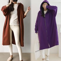 8141 (국내산) 기모 롱 후드 집업 바람막이 점퍼 여성 봄 가을 겨울 간절기 홈웨어 오피스 출퇴근