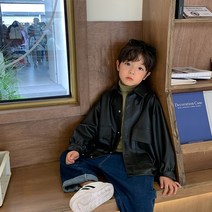 유블리 아동 캐주얼 가죽 자켓 아우터