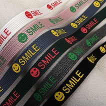 [Y-63-01]프린트리본 면스마일SMILE 10mm 1yd(90cm), 블랙