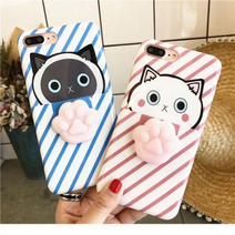 고양이 발바닥 모찌 케이스 젤리케이스 아이폰6/6S플, 블루, 없음