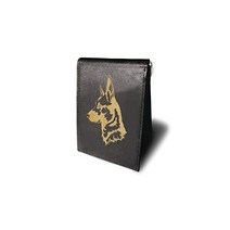 텐포 유통 독일 셰퍼드 K9 경찰 군견 소가죽 가죽 레이저 각인 미니멀리스트 슬림 머니 클립 블랙 RFID 차단 앞 포켓 남성 지갑 월렛