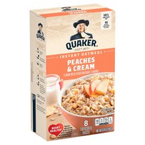 퀘이커 인스턴트 오트밀 피치 복숭아 & 크림 8팩입 Quaker Instant Oatmeal Peaches & Cream 8Pack, 240g, 1개