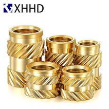 m3 100pcs 황동 인서트 너트 널링 핫멜트 삽입 가열 몰딩 구리 스레드 이중 능직 인서트 금속 너트, m3x8x5(100개)
