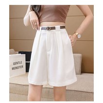 SURBORT 반바지 여 봄여름핏 정장 5부 팬츠 하이웨이스트 와이드 팬츠 A라인 카고 캐주얼 팬츠