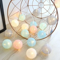 에이링크 LED 코튼볼 20P 20구 줄조명 크리스마스 소품 조명 가랜드, 03.[화퍼크핑그레이] 20P [건전지미포함]