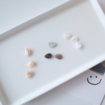 [6개]관통형 6x8mm 나뭇잎 자개 3종 3-404 비즈공예 팔찌만들기 목걸이 부자재, 화이트