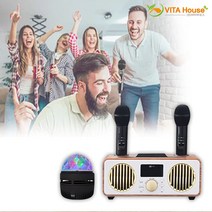 비타하우스 네베프 블루투스 스피커 듀얼 노래방 마이크 SW-NBF9000 미러볼 홈파티 캠핑 휴대용