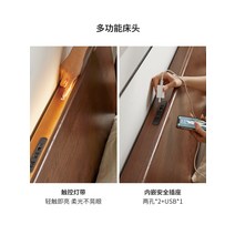 led 퀸침대 신혼침대 겐지 나무 언어 단단한 침대 현대 미니멀 오크 호두 색 북유럽 작은 아파트 침실 가구 싱글, [01] 월넛 컬러 침대에 기대어 있는 은은한 빛낮은, [01] 1500mmx2000mm, [01] 뼈대