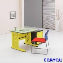 Foryou2782 일자형책상 컴퓨터책상 조립식책상 철제책상 책상 책장 책꽂이, 화이트 옐로우