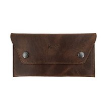 Saddle Hide Co. 풀 그레인 가죽으로 손으로 만든 캐시 파우치 돈 동전 카드를 운반하고 보관할 수 있는 스타일리시한 지갑 빈티지 스타일 클러치 Borbon Brown 핸