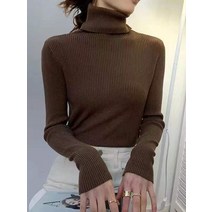 18 가지 색상 옵션 여성용 스웨터 가을 긴 소매 얇은 터틀넥 스트레치 매트 블루 니트 풀오버 탑스