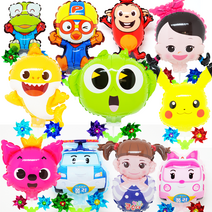 메리팡 국산 캐릭터 바람개비풍선 신비 캐리 뽀로로 핑크퐁 콩순이 폴리 코코몽 아기상어, 01.뽀로로