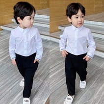 W차일드 남아 아동 흰셔츠 키즈 긴팔 정장 화이트 남방