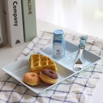 [베이비시리즈] 3절나눔접시 국산도자기 공방그릇, 핑크