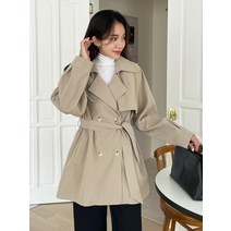l2023신상l DAZY 견장 디자인 래글런 슬리브 더블 브리스티드 허리띠 트렌치코트 217990