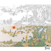 군봉도 1 민화 도안 민화그리기 본그림 공모전 본 취미 원데이클래스 수업자료 컬러링 민화본, 일반용지(얇은 백상지), 원본 사이즈(추천)