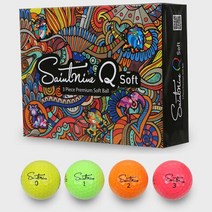 세인트나인 Q SOFT 소프트 컬러 3피스 골프공/12구/로고볼인쇄/선물포장, 그린