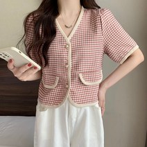 주디앤 여성 센트 반팔 가디건 숏 자켓