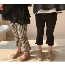 1+1 (블랙+체크) 봄 가을 면 여아 유아 아동 키즈 기본 레깅스 쫄바지 초등여아 레깅스 바지 / 끌레르키즈