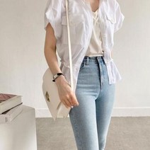 바보사랑 여자 여름 깔끔한 무지 플레어 셔링 반팔 린넨 자켓.옷자락(무료배송)