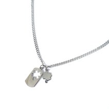 체인 줄 네잎클로버 팬던트 포인트 실버 써지컬 목걸이