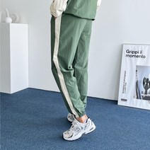 데일트 남자 나일론 배색 밴딩 일자 조거팬츠