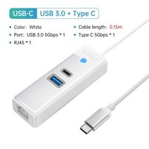 usb허브 c타입허브 호환 ORICO-USB 3.0 c형 허브 RJ45 1000Mbps 이더넷 Lan 어댑터 기가비트 네트워크 카드, 21 USBC 15cm USB3.0C WH